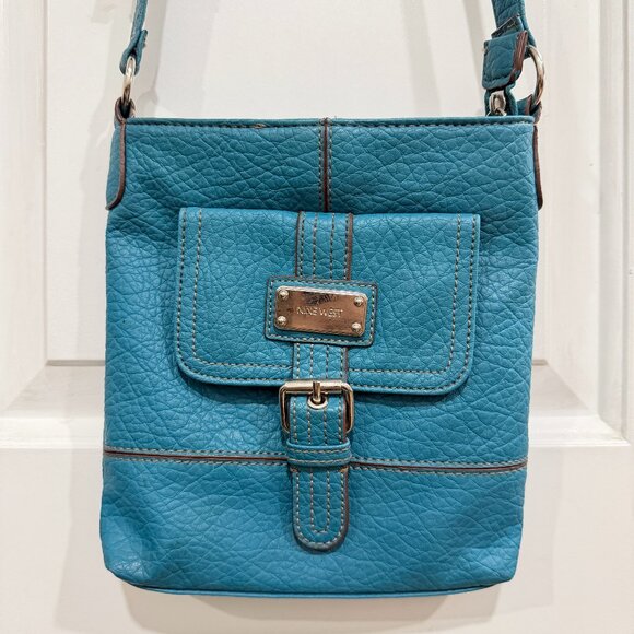 Nine West Turquoise Swingpack Crossbody Purse - Picture 1 of 4